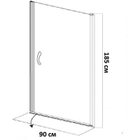Душевая дверь EGER 90 (599-150-90(h)), хром профиль, стекло,распашные