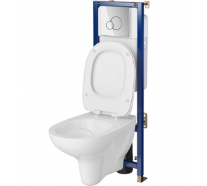 Инсталляция Cersanit B599 TECH LINE BASE с кнопкой  BASE CIRCLE + подвесной унитаз ARTECO CLEAN ON с сидением (S701-627)