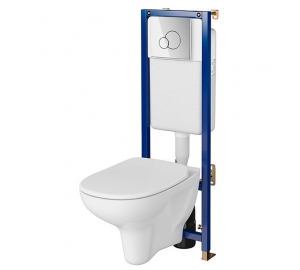 Инсталляция Cersanit B599 TECH LINE BASE с кнопкой  BASE CIRCLE + подвесной унитаз ARTECO CLEAN ON с сидением (S701-627)