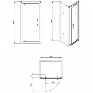 Душевые двери  KOLO GEO 6 90 bifold стекло PRISMATIC GDRB90205003
