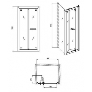 Душевые двери KOLO GEO 6 80 bifold стекло PRISMATIC, GDRB80205003