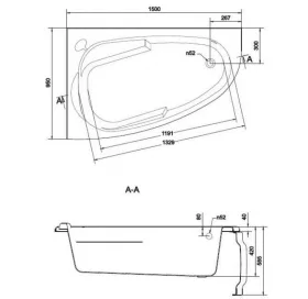 ᐉ Ванна Cersanit JOANNA NEW 150 X 95 асиметрична права S301-168