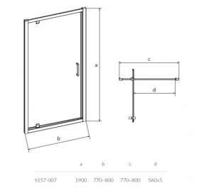 Двері душової кабіни Cersanit ARTECO PIVOT 80x190 S157-007