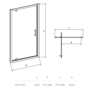 Дверь душевой кабины Cersanit ARTECO PIVOT 80x190 S157-007