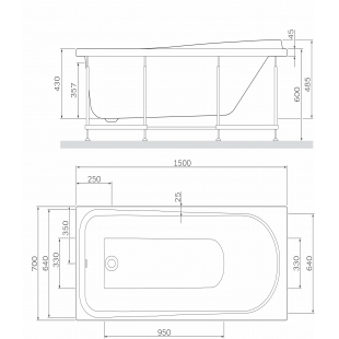 Каркас для ванни AM.PM Like 150х70 W80A-150-070W-R