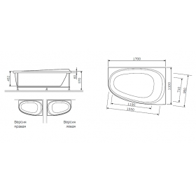 Каркас для ванны AM.PM Like 170х110 правосторонний W80A-170R110W-R