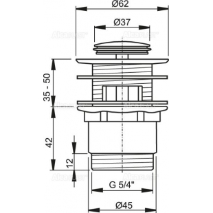 Донний клапан для умивальника AlcaPlast A39 суцільнометалевий з малою заглушкою