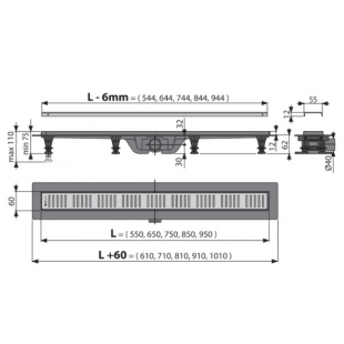 Водосточный желоб Alcaplast APZ10-650M