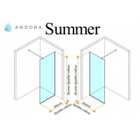 Стінка для душу Andora Summer WALK-IN 1000*2000 мм, матове, безпечне скло ANWS100200