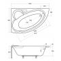 Комплект: Акрилова ванна + передня панель Besco Bianka 150x95 ліворуч -з отворами під ручками 00000004779K