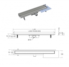 Лінійний душовий трап BESCO Virgo Next Duo 70 OL-70-VND