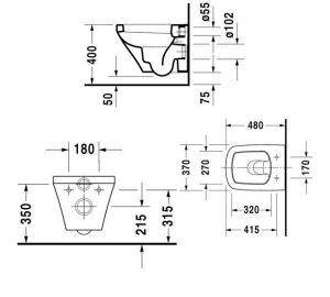 Унитаз подвесной Duravit Durastyle (2551090000) + сиденье с крышкой Soft Close (0063790000), 4551090