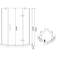 Душова кабіна Eger Stefani 100х100х194, з дрібним піддоном скло прозоре, 599-535-100