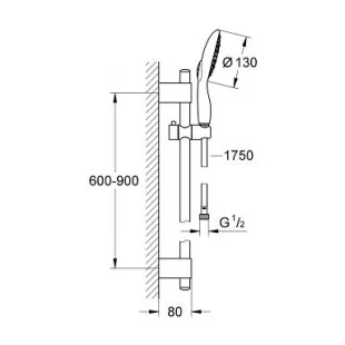 Душевой гарнитур с 4мя  режимами струи Grohe Power&Soul, 27738000