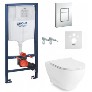Комплект: Инсталляция GROHE Rapid SL 38772001 +VOLLE OLIVA Rimless сиденье твердое slim slow-closing, 13-45-165