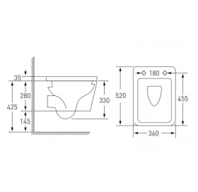 Комплект: унітаз підвісний Imprese KUBIK Rimless  з сидінням + інсталяція Grohe Rapid SL (c06810203+38772001)