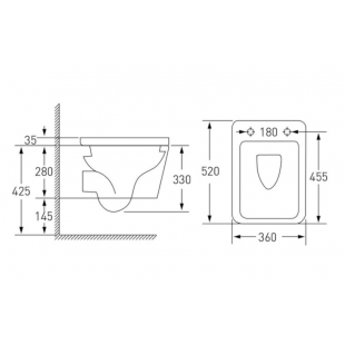 Комплект: унитаз подвесной Imprese KUBIK Rimless с сиденьем + инсталляция Grohe (c06810203+38772001)