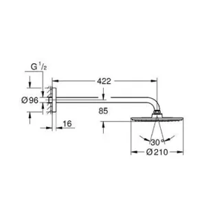 Верхний душ с душевым кронштейном 422 мм Grohe Euphoria Cosmopolitan 210, 26171000