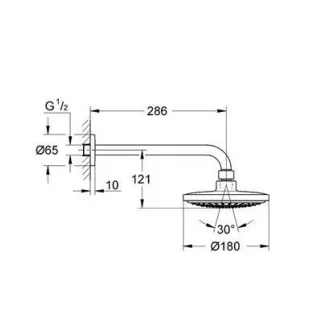 Верхний душ с душевым кронштейном Grohe Euphoria Cosmopolitan 180, 26072000