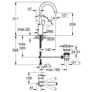 Смеситель для раковины Grohe BauEdge 23760000 L-Size