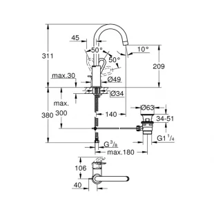 Смеситель для раковины Grohe BauLoop 23763000 L-Size