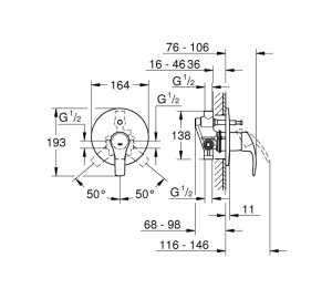 Смеситель однорычажный для ванны Grohe EUROSMART, 33305002