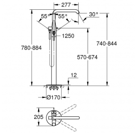 Смеситель для ванны Grohe Essence 25248DL1 напольный, теплый закат (розовое золото)