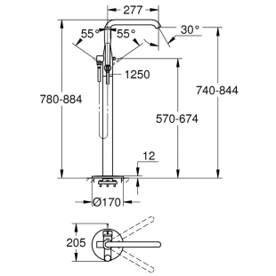 Смеситель для ванны Grohe Essence 25248DL1 напольный, теплый закат (розовое золото)