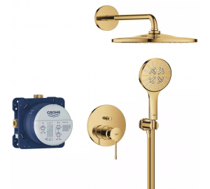 Душевая система скрытого монтажа Grohe Essence 25287GL0 на 2 выхода, Золото
