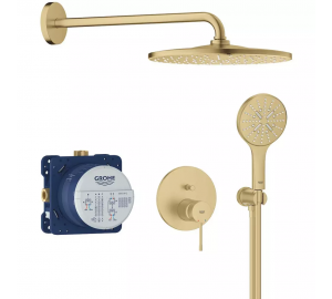Душевая система скрытого монтажа Grohe Essence 25287GN0 на 2 выхода, Золото матовое