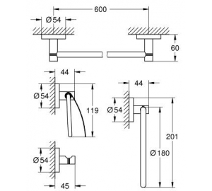 Набор аксессуаров Grohe Essentials 4в1, 40776001