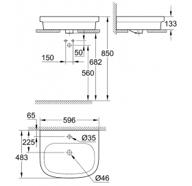 Раковина накладная Grohe Euro Ceramic 39337000