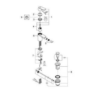 Смеситель однорычажный для биде DN 15 S-Size Grohe EUROSMART Cosmopolitan, хром