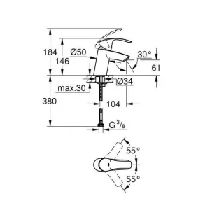 Смеситель для раковины Grohe Eurosmart 32467002 S-Size