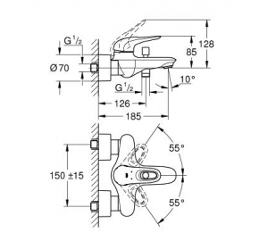 Змішувач для ванни Grohe Eurostyle, 33591003 (Виставковий зразок)