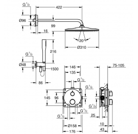 Комплект прихованого монтажу для душу Grohe Grohterm 34869000