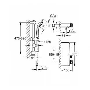 Термостат для душу з душовим набором Grohe Grohtherm SmartControl, 34720000
