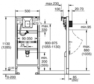 Инсталляционная система Grohe RAPID SL для писсуара, 38803001