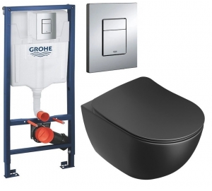 Комплект: Инсталляция Grohe Rapid SL (38772001) + Подвесной унитаз Ravak с сиденьем WC Uni Chrome RimOff  X01794 (38772001+X01794)