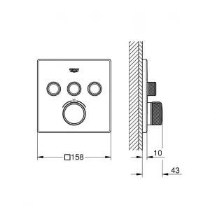 Внешняя часть смесителя на 3 выхода GROHE GROHTHERM SMARTCONTROL, 29126000