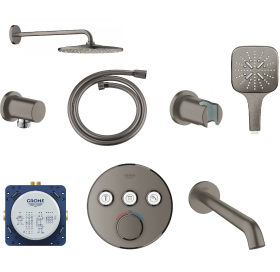 Душевая система скрытого монтажа с изливом Grohe Grohtherm SmartControl KIT34863AL0UA Графит матовый