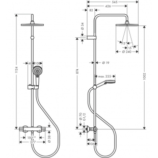 Душова система Hansgrohe Vernis Blend Showerpipe 240 1jet EcoSmart з термостатом, Matt Black (26428670)