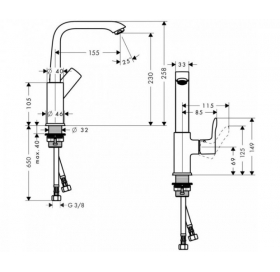 Смеситель для раковины Hansgrohe Metris, 31081000
