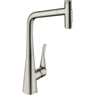 Смеситель для кухни Hansgrohe Metris Select 320 2jet с выдвижным изливом Sbox Stainless Steel 73816800