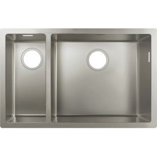 Кухонная мойка под столешницу Hansgrohe S719-U655 две чаши 180/450 Stainless Steel 43429800