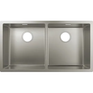 Кухонная мойка под столешницу Hansgrohe S719-U755 две чаши 370/370 Stainless Steel 43430800