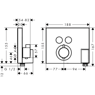 Зовнішня частина змішувача на 2 споживачі Hansgrohe ShowerSelect, 15765000