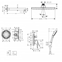 Душевой комплект Hansgrohe Talis E 6в1 Black Matt 26281670+26405670+24302670+71745670+01800180+26457670