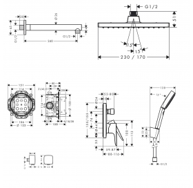 Душовий комплект Hansgrohe Talis E 6в1 Black Matt 26281670+26405670+24302670+71745670+01800180+26457670