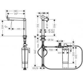 Змішувач Hansgrohe Aqittura M91 для кухонної мийки FilterSystem 240, 1jet 76802670